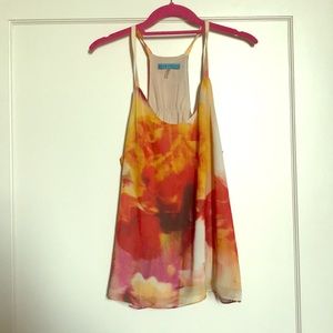 ALICE AND OLIVIA WATERCOLOR SLEEVELESS BLOUSE